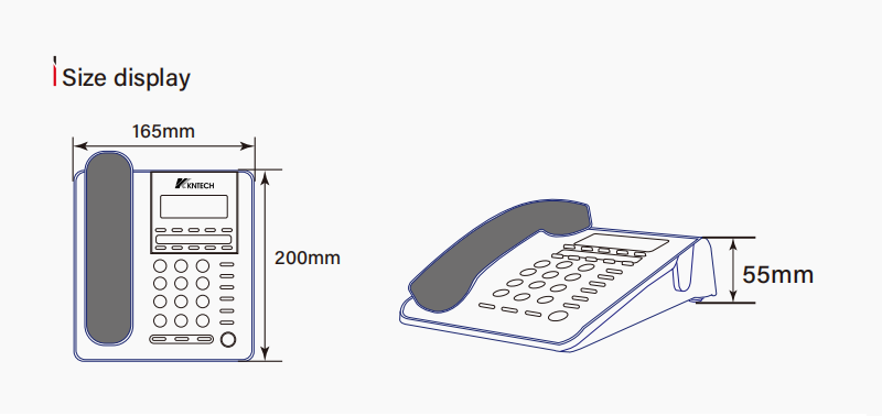 basic analogue telephone size